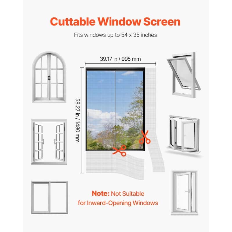 White Magnetic Window Screen with Strong Adhesive Strip and Easy Install High Transparency Fiberglass - 189.76” x 0.46” x 0.08”