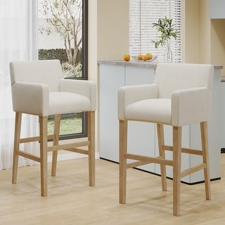 Armga Fabric and Rubberwood 30.5 inch Barstools (Set of 2) by Christopher Knight Home
