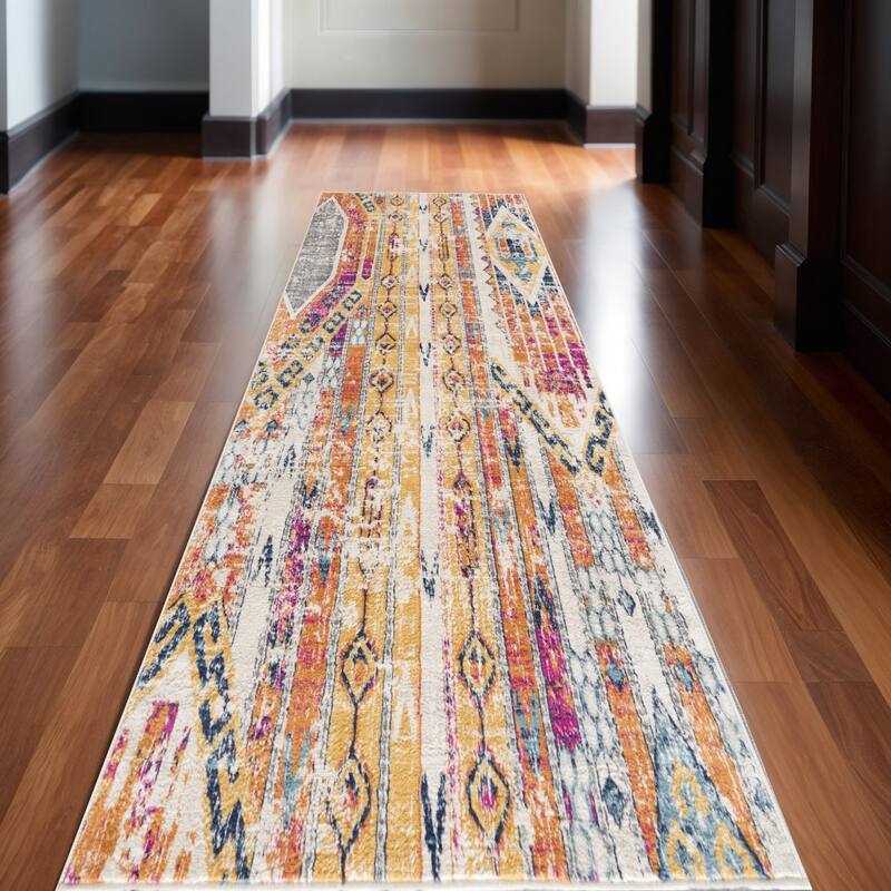 HomeRoots Abstract Modern Runner Area Rug - 216.00 in. x 27.00 in.  x 0.40 in.