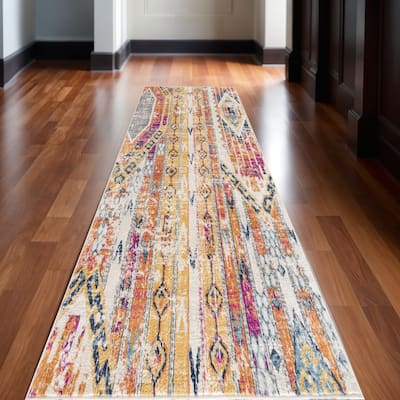 HomeRoots Abstract Modern Runner Area Rug
