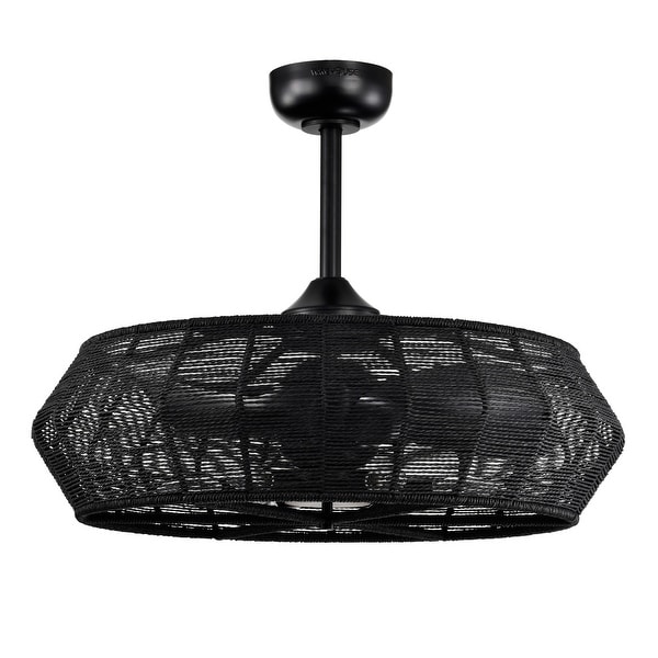 Warehouse of Tiffany Akasha Woven Fandelier, Rattan/Metal/Rope/ABS