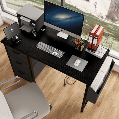 47.3"office desk with power outlet,3 drawers,Large Side Pocket,computer desk,Writing desk,Vanity table