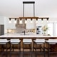 preview thumbnail 54 of 67, Farmhouse Linear Chandelier Rustic Wood Kitchen Island Lighting Dining Room Pendant Light Fixture with Seeded Glass Shade