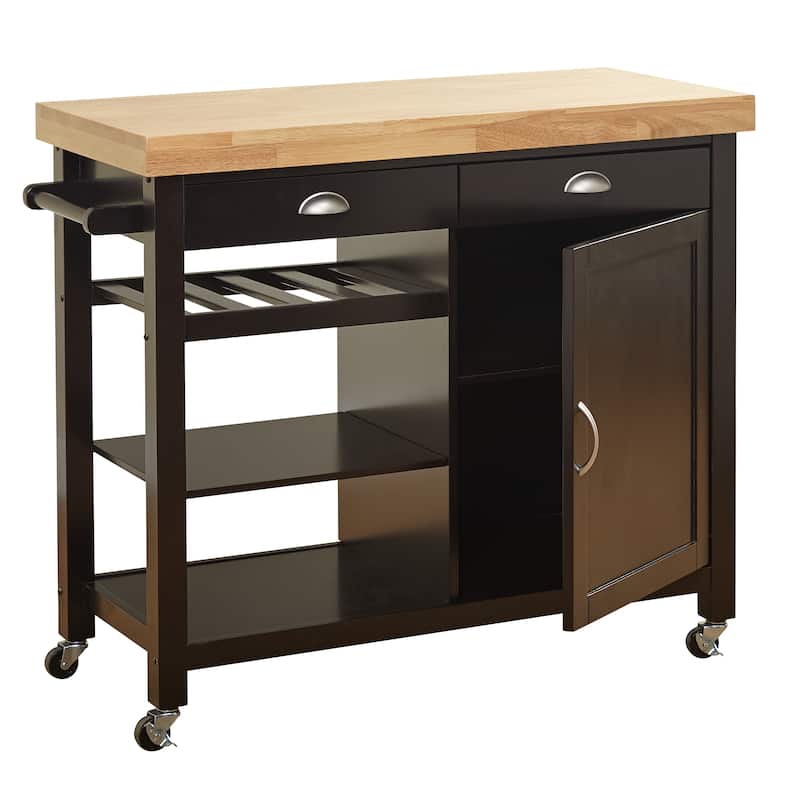 Simple Living Martha Rolling Rubberwood Kitchen Cart