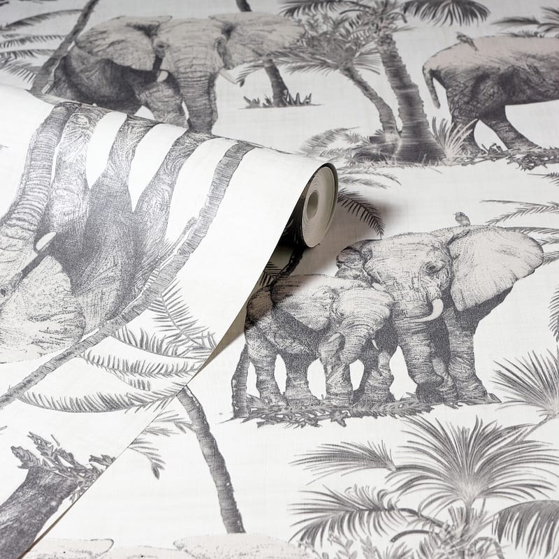 Arthouse Adelia Neutral Elephant Grove Wallpaper