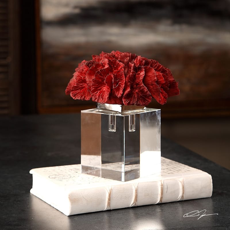 Uttermost Red Coral Cluster Nautical Ocean Designer Cast Sculpture on