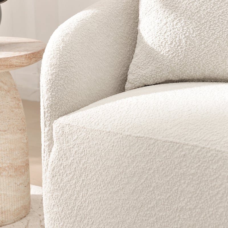KINWELL 68" W Upholstered Sherpa Boucle Loveseat with 2 Pillows - 2-Seater
