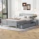preview thumbnail 1 of 11, Full Size Pine Wooden Platform Kids Bed with Headboard,2-Removable Storage Drawers & 2-Bedside Tables, Easy to Assemble, Grey Grey
