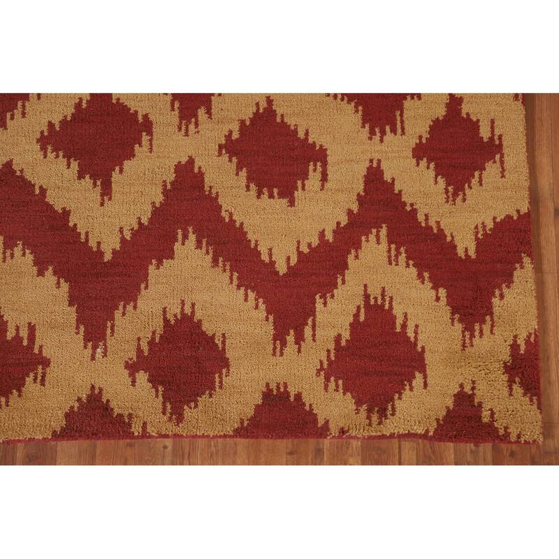 Hand Knotted Oriental 100% Wool Carpet Modern All-Over Yellow & Gold Gabbeh Area Rug - 8' 0'' X 5' 2''