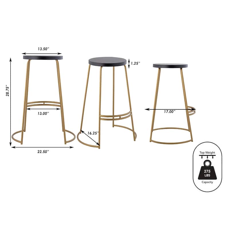 Trinity 28.75" Modern Designer Iron Curved Backless Bar Stool, by JONATHAN Y