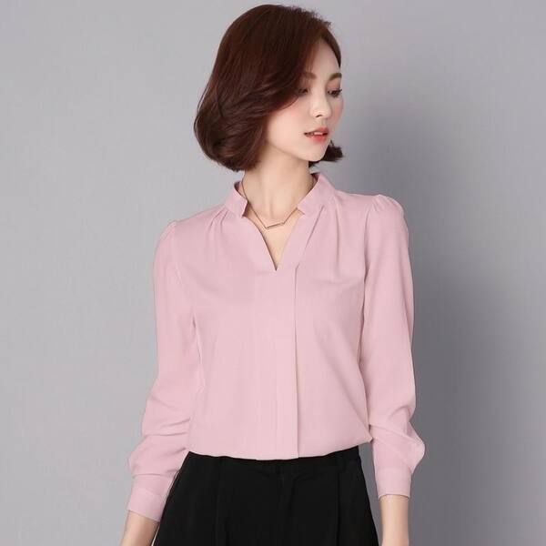 Shop Black Red White Chiffon Blouse Women Autumn Long Sleeve