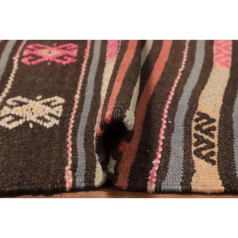 Hand Woven Oriental 100% Wool Carpet Southwestern Tribal Multi-Colored Kilim Area Rug - 7' 10'' X 6' 5''