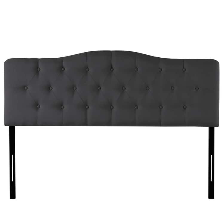 Adjustable Queen Headboard Only, Tufted Linen, 12 Height Settings, Metal Legs, Wall Mountable - Dark Gray