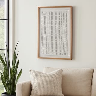 Paper Mache Wooden Frame Canvas Print Art - Ivory, 37x48 in.