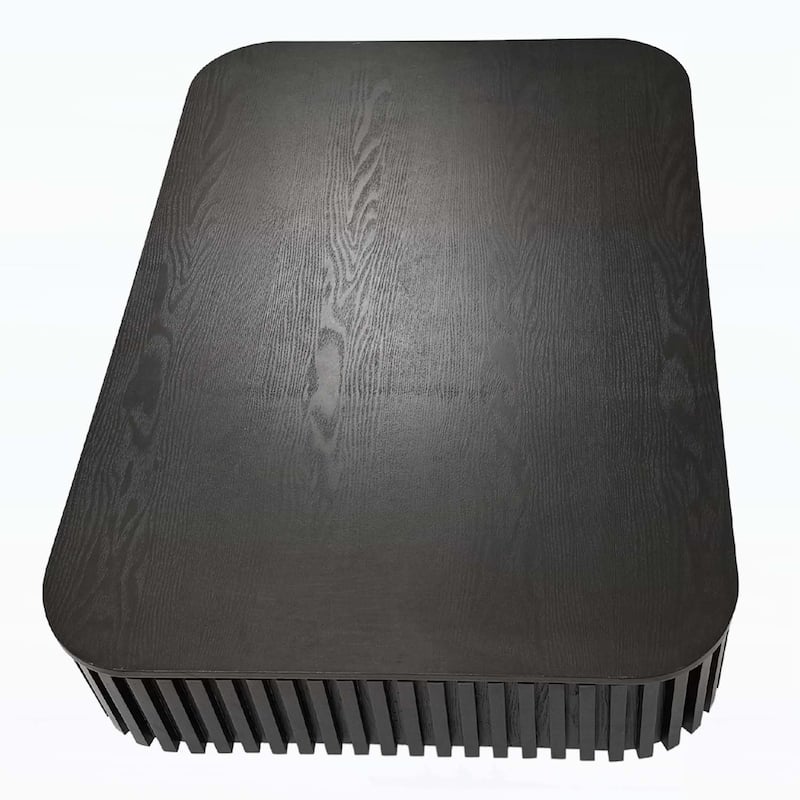 Contemporary Fluted Wood Grain Design Coffee Table with Storage,Adjustable Height,for Living Spaces