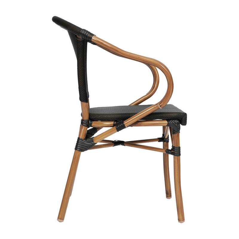 4 Pack All-Weather Commercial Paris Chairs with Arms and Metal Frame