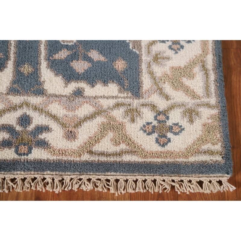 Blue Oushak Oriental Runner Rug Handmade Wool Carpet - 2'6"x 11'10"