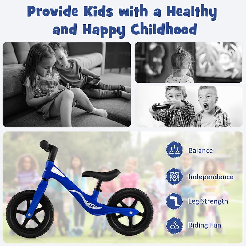 Gymax Kids Balance Bike Lightweight Toddler Bicycle with Rotatable