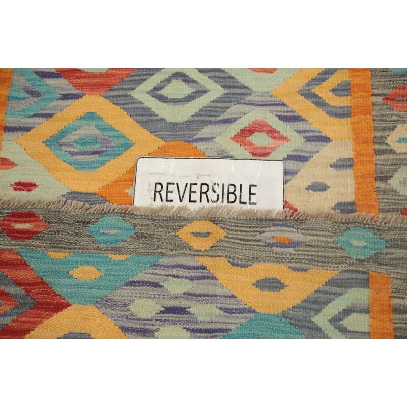 Hand Woven Oriental 100% Wool Carpet Southwestern Tribal Multi-Colored Kilim Area Rug - 4' 8'' X 3' 3''