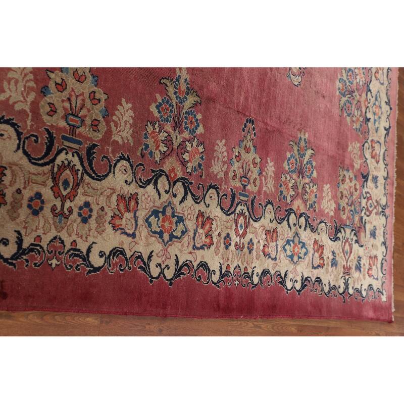Pink Floral Mahal Persian Large Antique Area Rug Handmade Wool Carpet - 10'4"x 13'6"