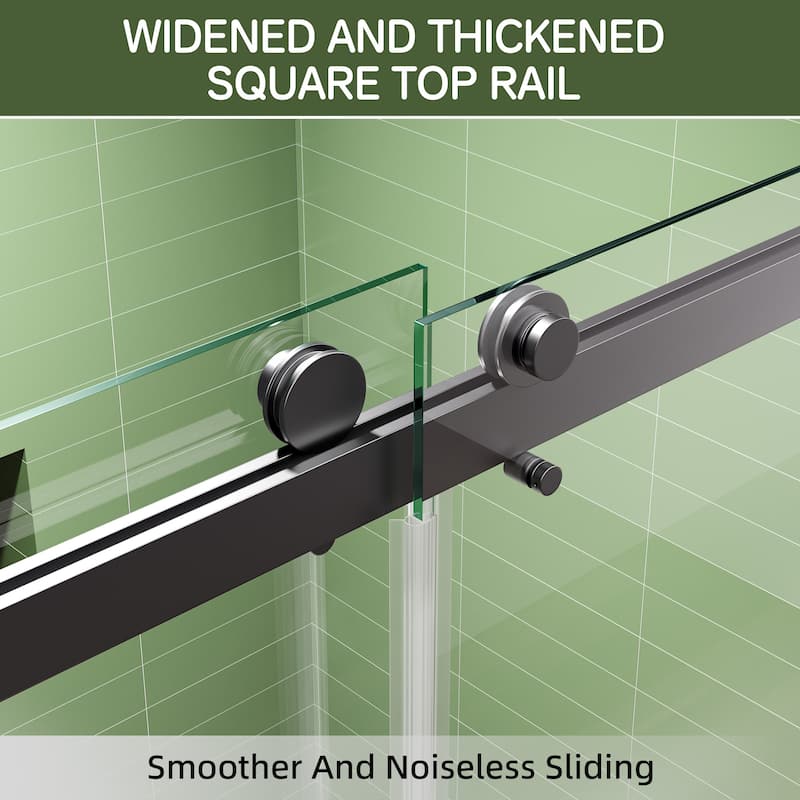 72" x 59" Frameless Double Sliding Shower Door, 8mm Easy-Clean Tempered Glass, 304 Stainless Hardware, Reversible