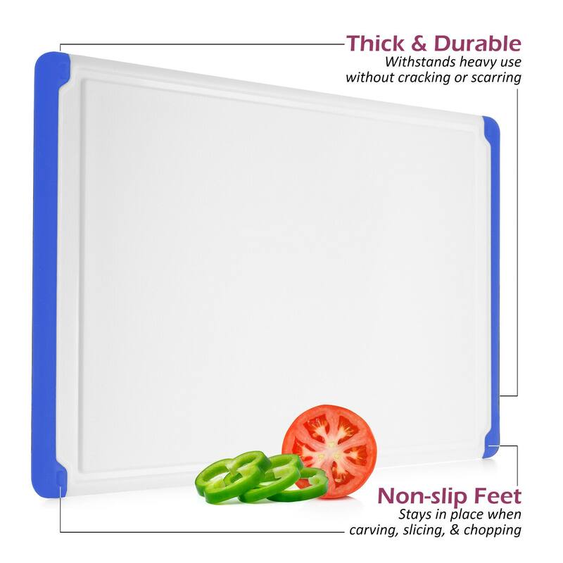Plastic Cutting Boards - Large 18 x 12 Inch Rubber Cutting Board with Juice Grooves, Non-Slip, Dishwasher Safe Cutting Boards