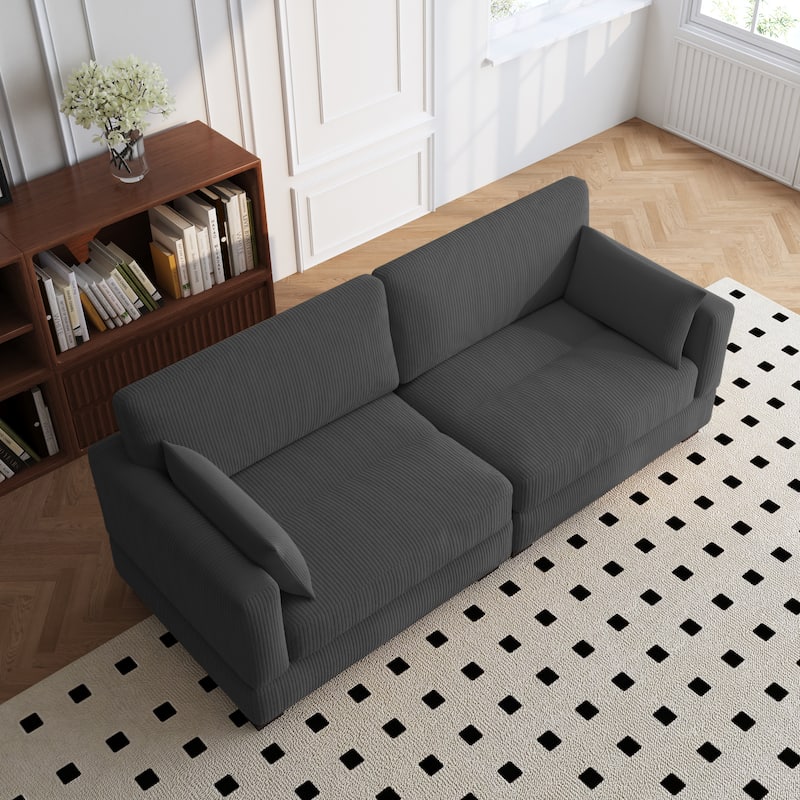 84.5″W Modern Corduroy Couch Modular Sofa