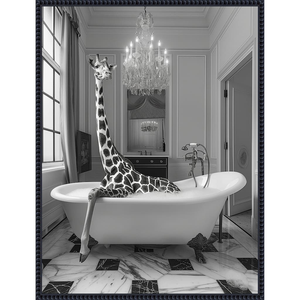 Giraffe Glam Soak by Niky Rahner Framed Canvas Wall Art