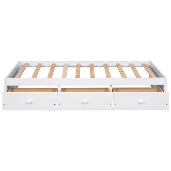 slide 2 of 9, Twin Size Platform Storage Bed with 3 Drawers White - Twin