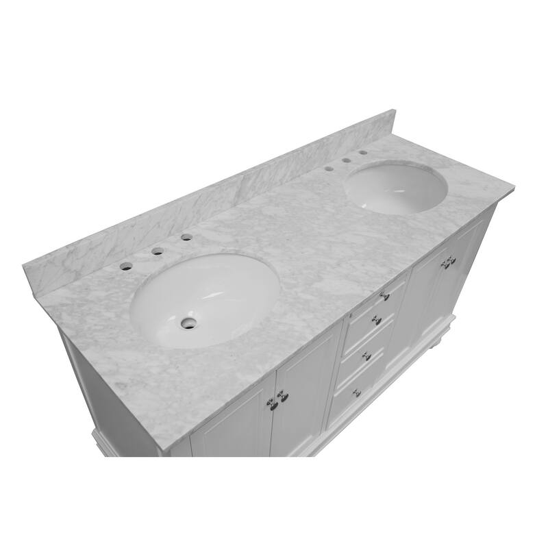 KitchenBathCollection Bella 60" Double Bathroom Vanity with Carrara Marble Top