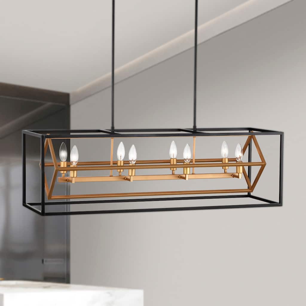Tilla 39 Inch Matte Black Modern Kitchen Island with 8 Candle Light