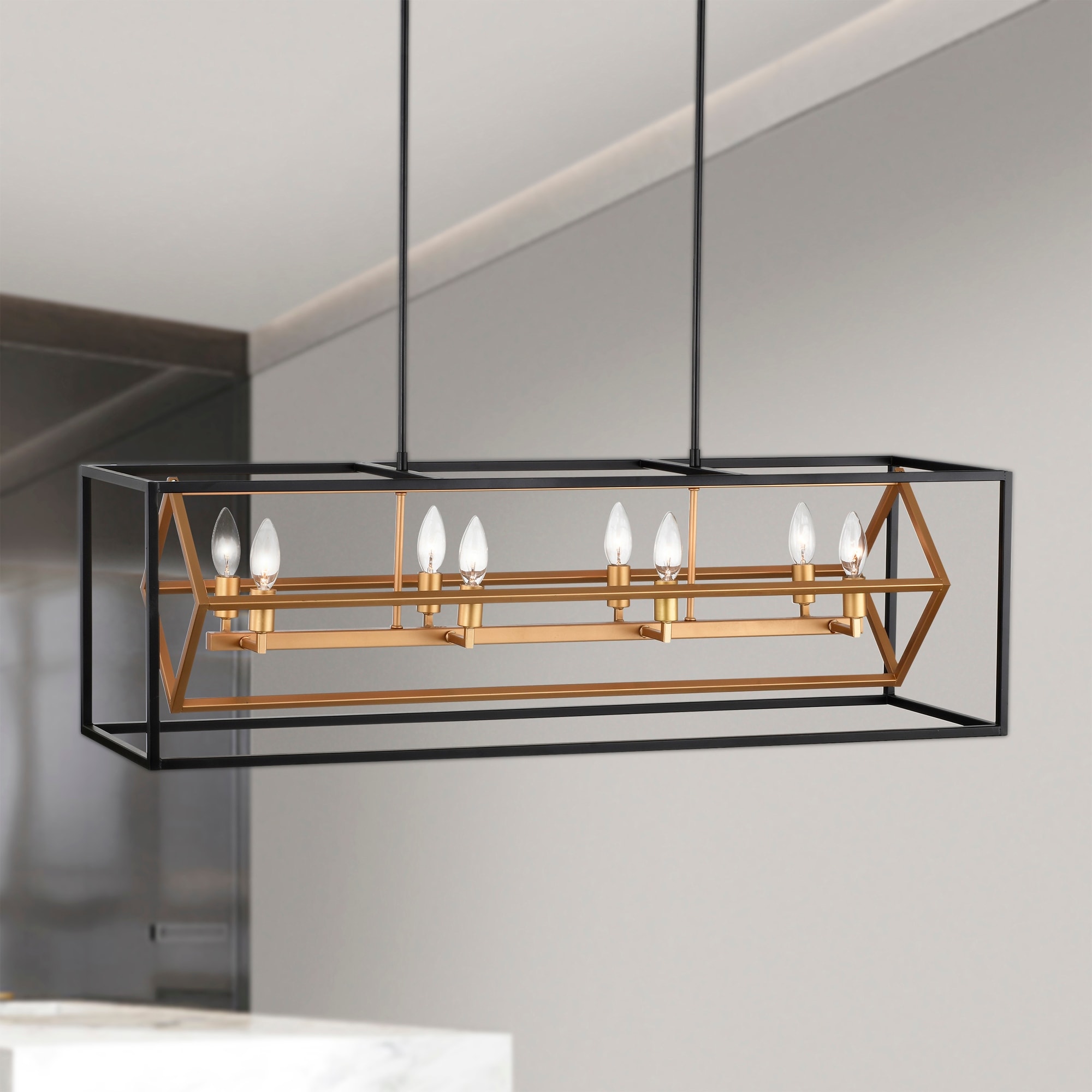 Warehouse of Tiffany Tilla 39 Inch Matte Black Modern Kitchen Island with 8 Candle Light