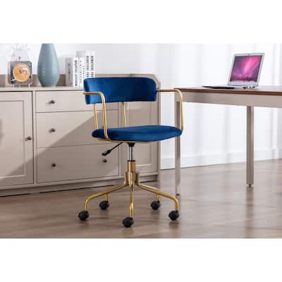 Porthos Home Fynn Office Chair, Velvet, Gold Chrome Frame and Legs