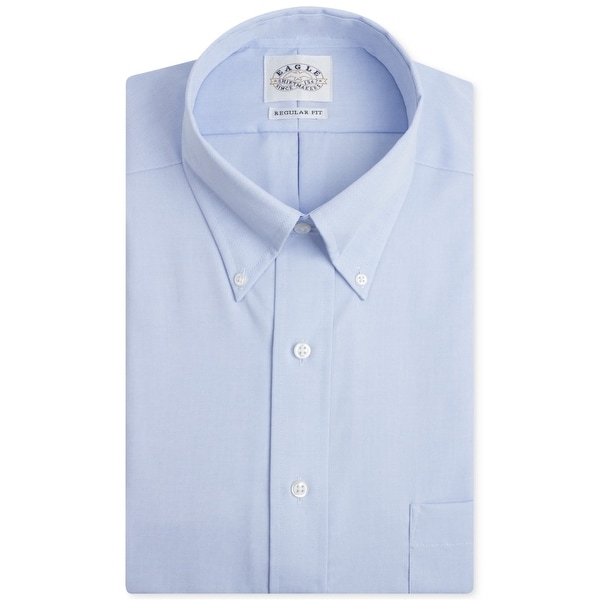 Eagle Mens Non-Iron Button Up Dress Shirt, blue, 16.5" Neck 35"-36" Sleeve. Opens flyout.