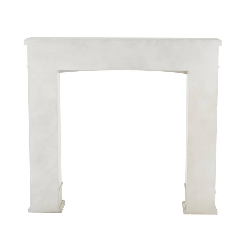 Wooden Freestanding Fireplace Mantle with Leaf Accents - White - Roche River Decor