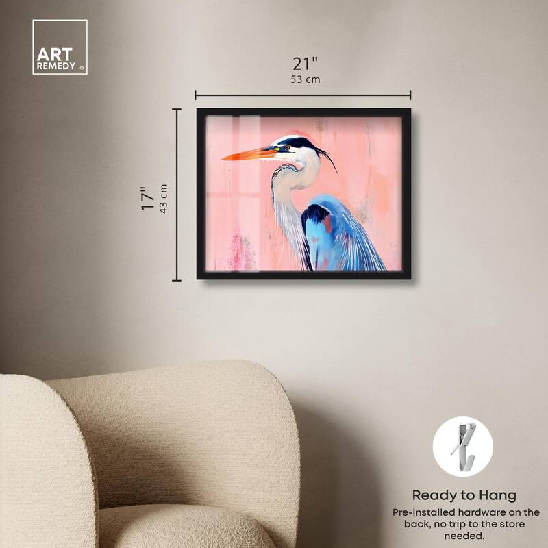 Rosy Dawn Heron Shadowbox by Art Remedy