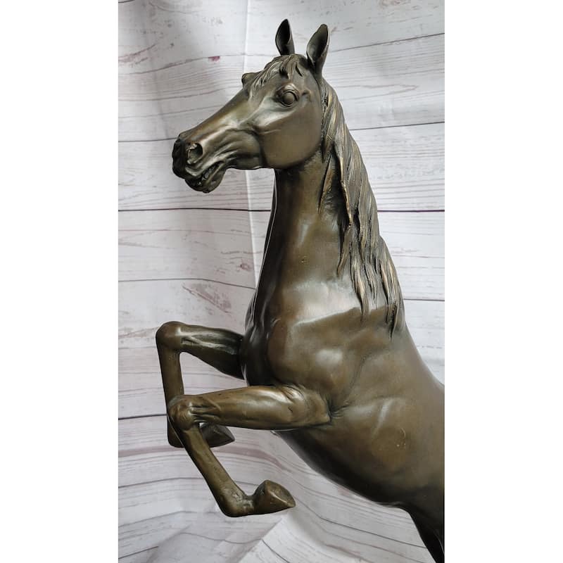 Rearing Arabian Horse Stallion Bronze Statue Sculpture Figure Equestrian Farm Stable Decor