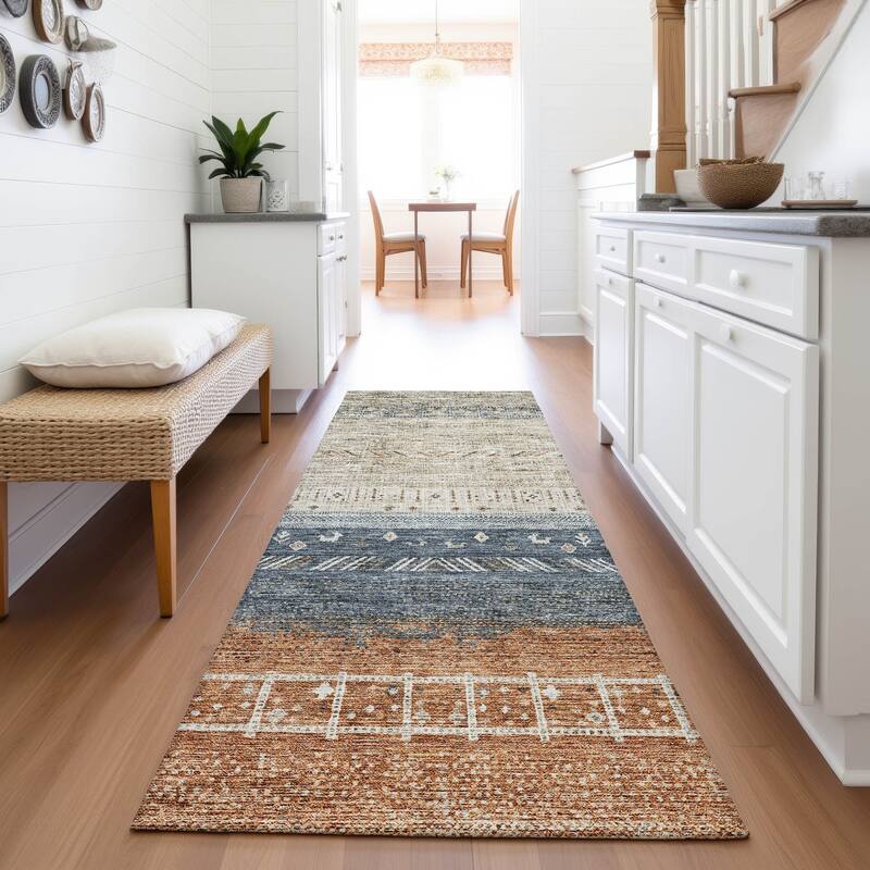 Premium Washable Super Soft Modern Tribal Mayfield Rug - Brown - 2'3" x 7'6"