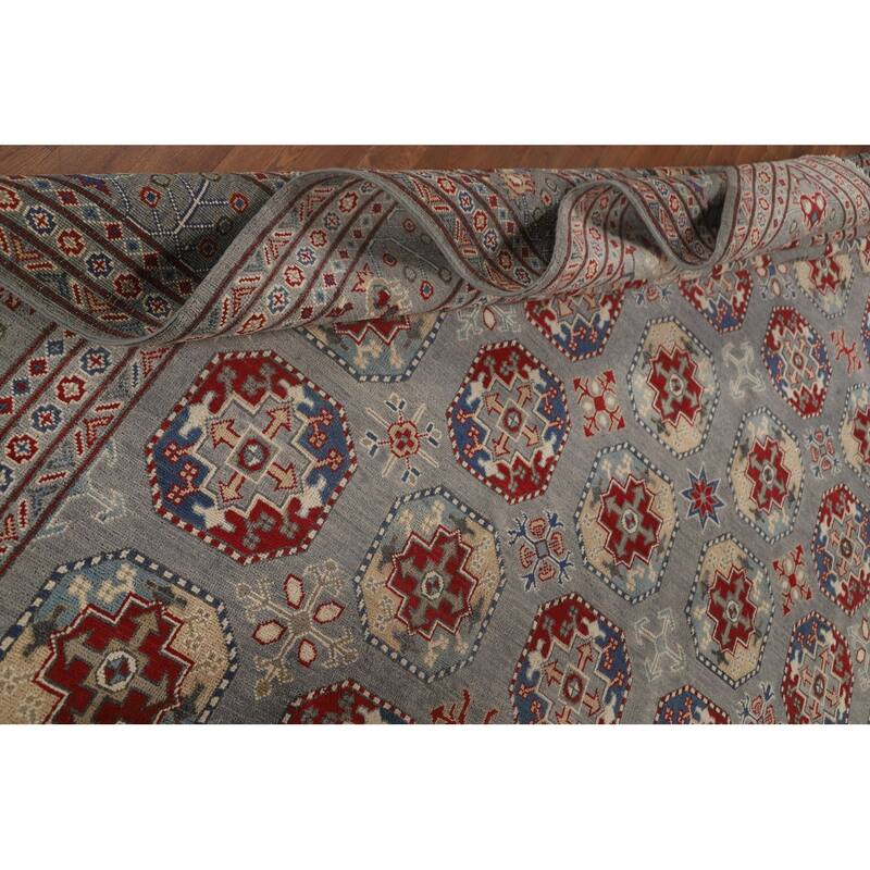 All-Over Geometric Kazak Oriental Area Rug Handmade Wool Carpet - 10'0" x 13'2"