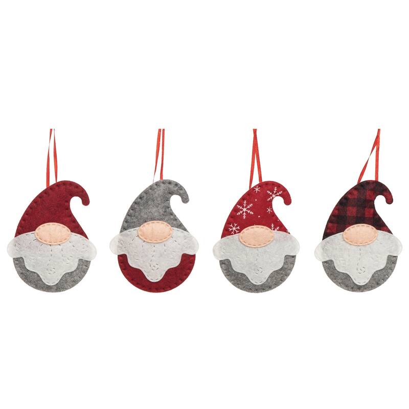 Transpac Polyester 5 in. Multicolored Christmas Rustic Gnome Ornament Set of 4