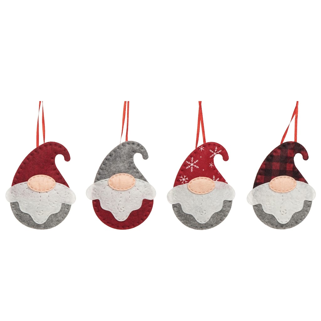 Transpac Polyester 5 in. Multicolored Christmas Rustic Gnome Ornament Set of 4