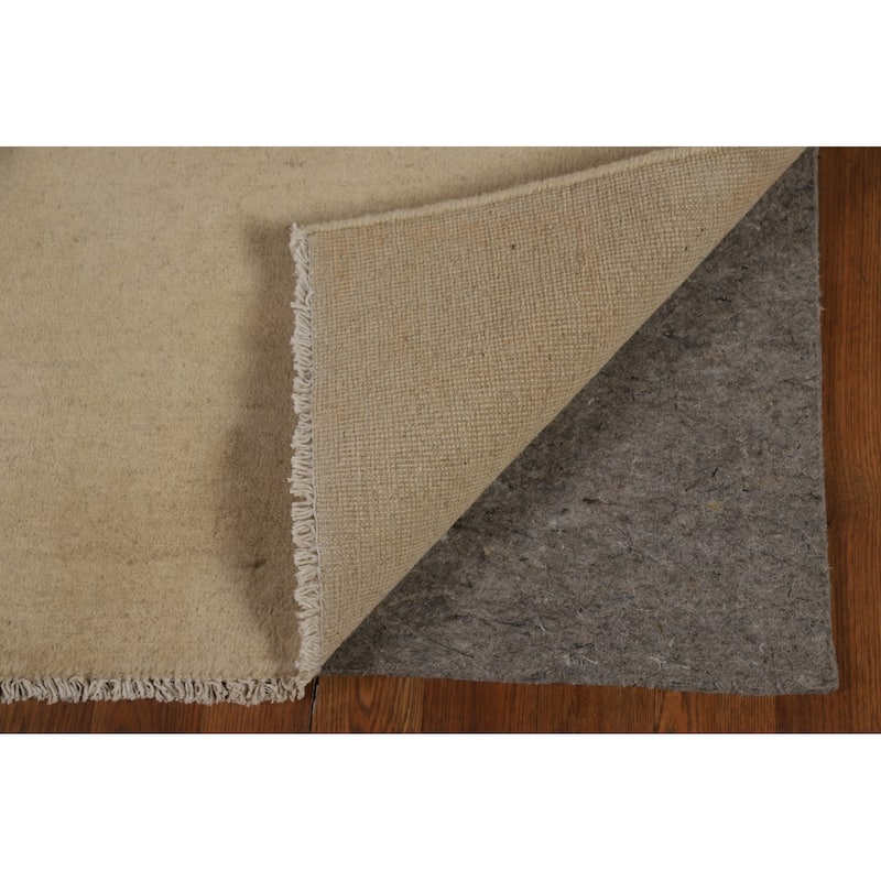 Beige Gold Modern Gabbeh Oriental Area Rug Hand-Knotted Wool Carpet - 4'1" x 5'9"