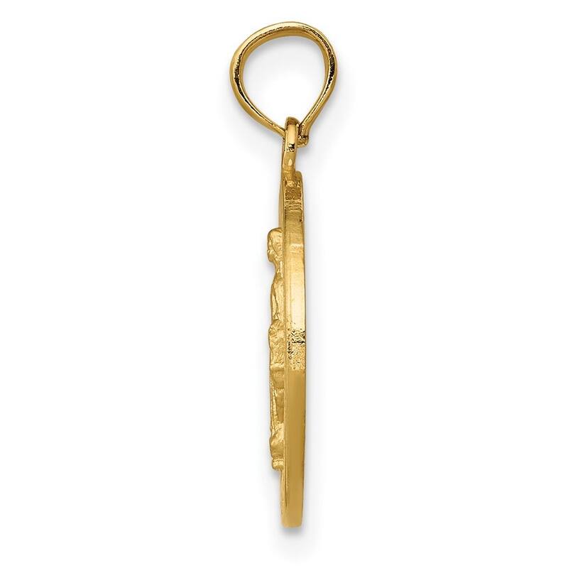 Curata 14k Yellow Gold 18" 14mm Miraculous Medal Pendant Necklace