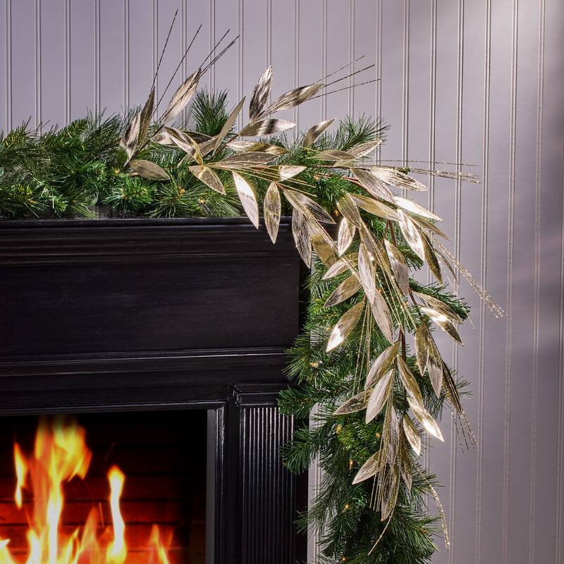 48" Metallic Laurel Leaf Grass Garland