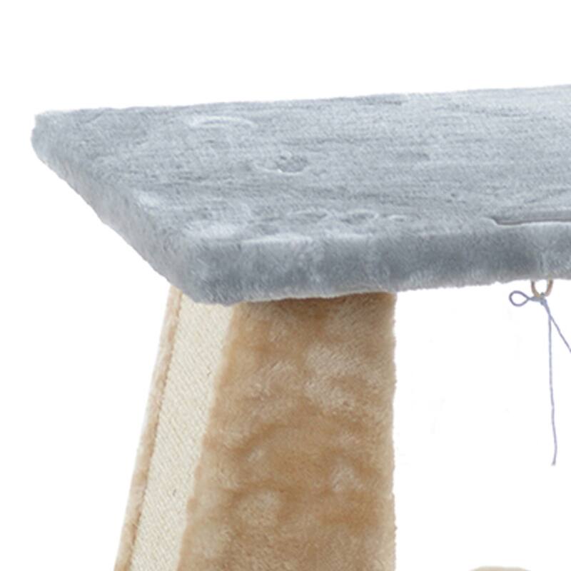 Two-Level Platform Real Wood Scratcher W Sisal Carpet Board - 20"(L)X14"(W)X20"(H)