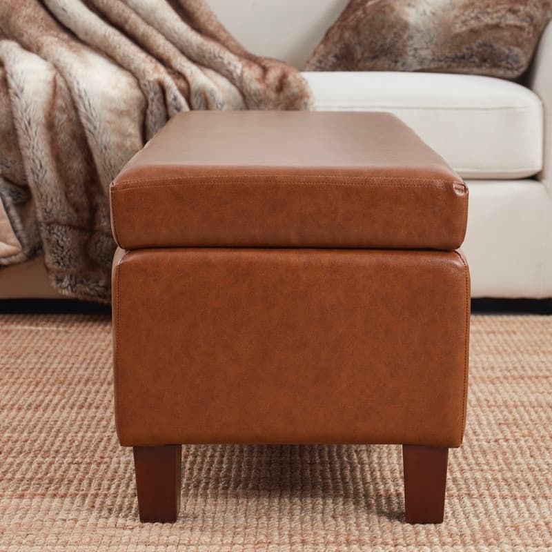 Hamilton Upholstered Rectangle Storage Ottoman with Hinge Lid - 40" x 15" x 16"