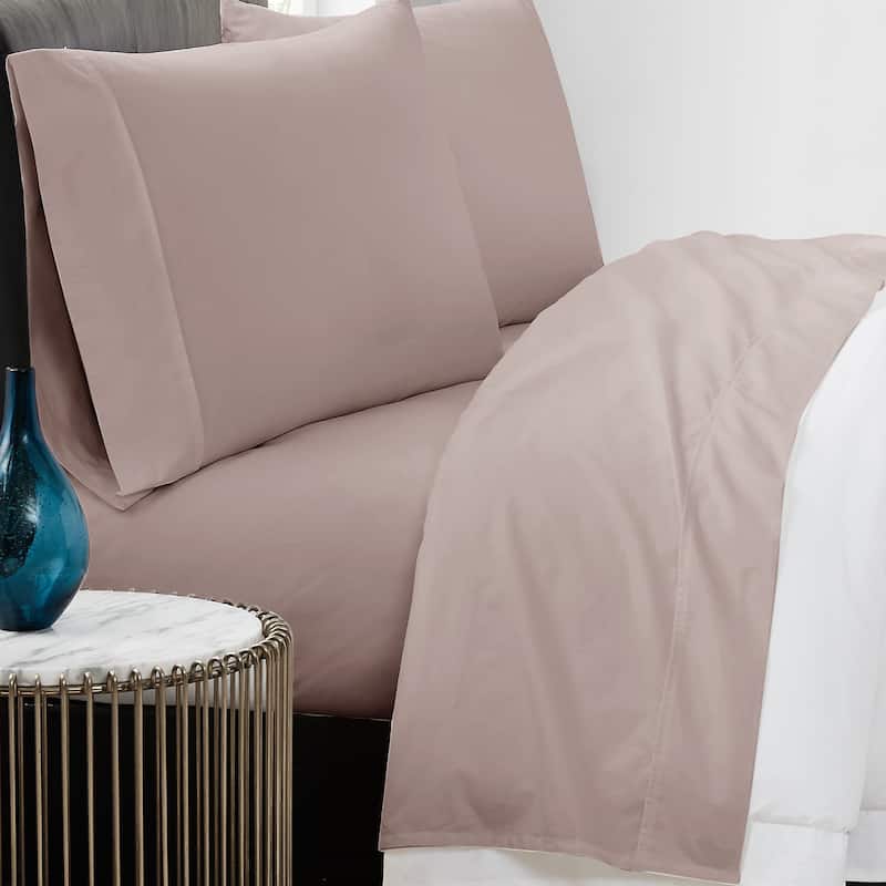 Vince Camuto Solid 400TC Percale 4 Piece Sheet Set