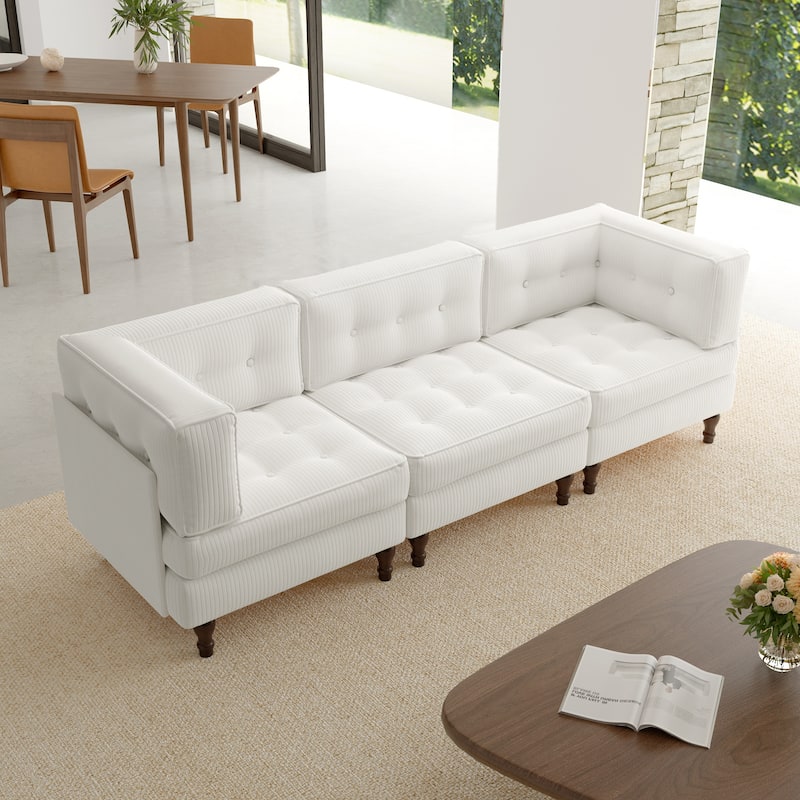 Oversized Modular Sectional Corduroy Fabric Tufted Sofa