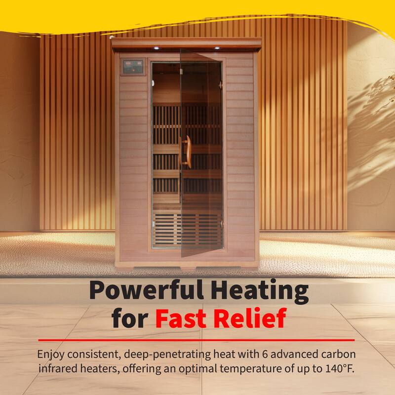 HeatWave Yukon 2-Person Cedar Infrared Sauna with 6 Carbon Heaters