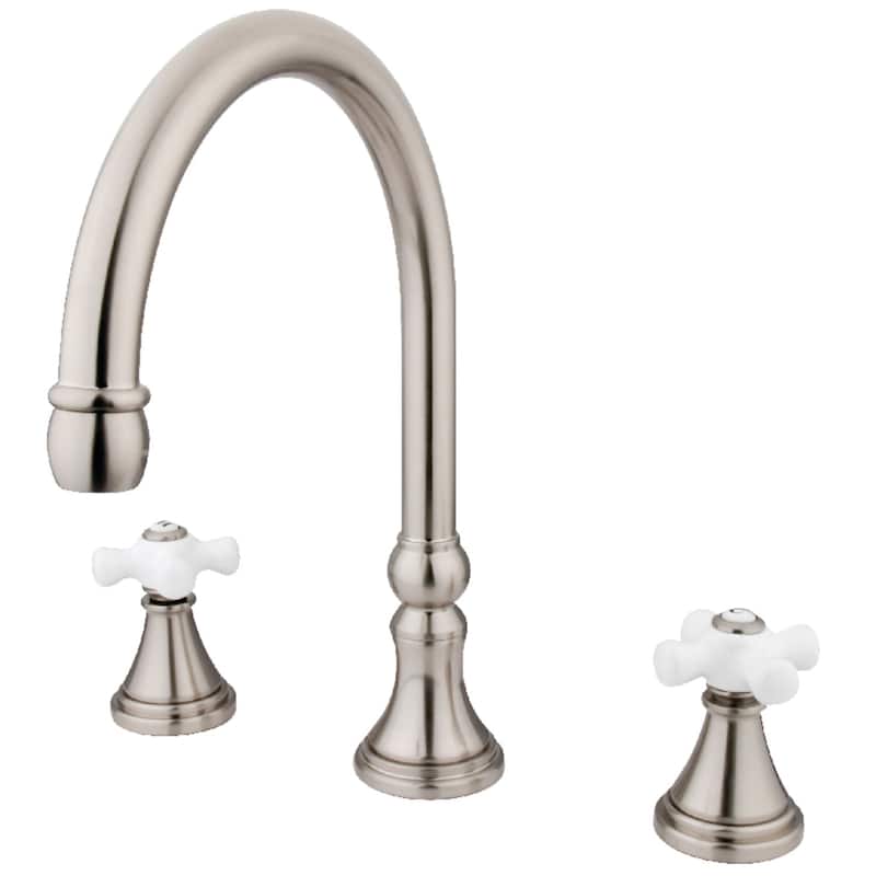 Kingston Brass Roman 3-Hole Deck Mount Roman Tub Faucet - Brushed Nickel